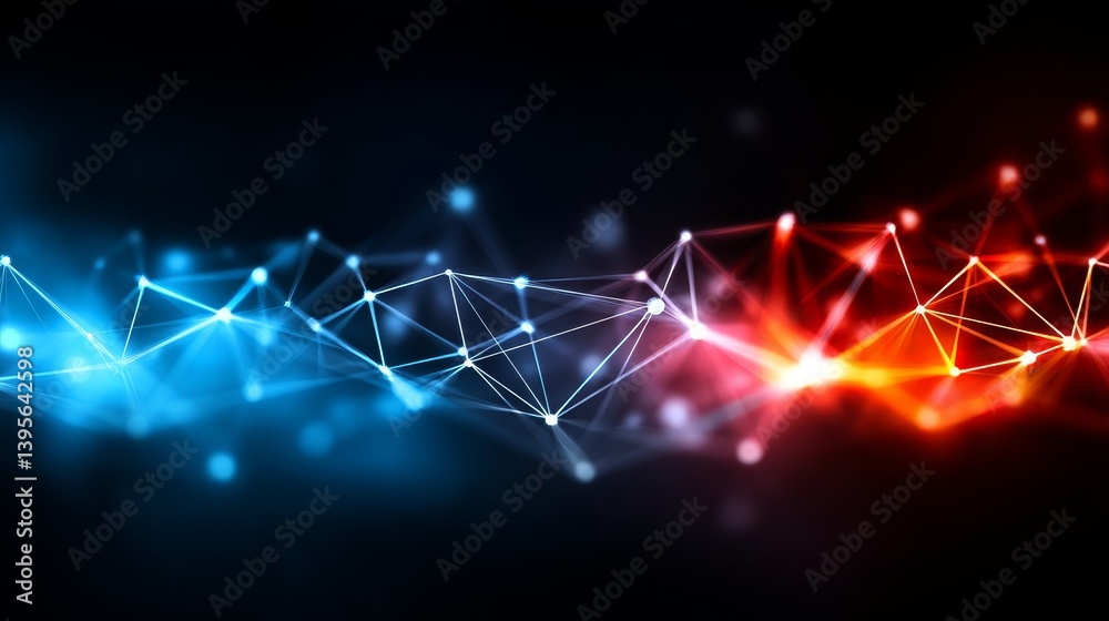 Poster abstract network connection - vibrant abstract depicting a network connection with glowing nodes and