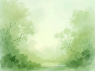 Fototapeta premium Soft Green Watercolor Wash Background Abstract Light Green Brushstrokes Texture