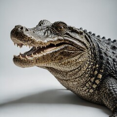 Fototapeta premium Realistic alligator resting on a white background