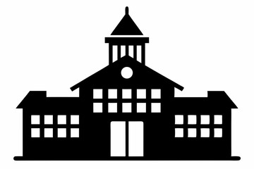 school building silhouette vector