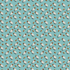 Seamless Almond Milk Pattern Background