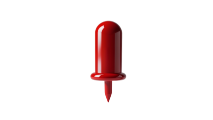 Red Push Pin Isolated On Black Background Office Supply Close Up Details