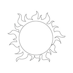 Sun continuous line art drawn. Summer sun contour line symbol. Vector illustration isolated on white. Vector Illustration .EPS 10 .  