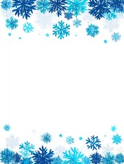 Blue Snowflake Winter Border - Elegant winter design featuring blue snowflakes on a white background, perfect for holiday cards, invitations, or winter-themed projects
