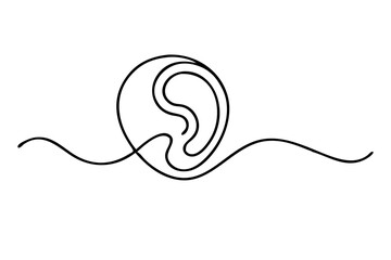 Human Ear Continuous Line Art – Minimal One Line Drawing

