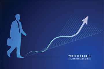 Businessman and rising arrow symbols. Career development. Growth. Success.