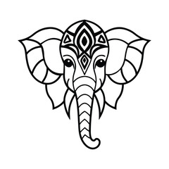 Mandala style elephant head vector art illustration