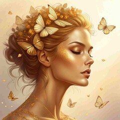 Golden Butterfly Portraits: Ethereal Beauty, Nature-Inspired Art, and Dreamy Aesthetics