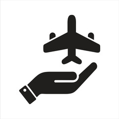 Airplane in hand icon