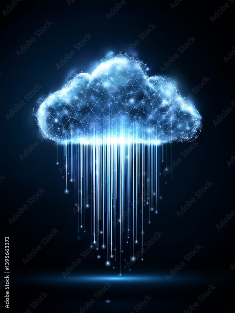 Poster cloud computing data transfer internet technology - futuristic cloud computing concept, big data tra
