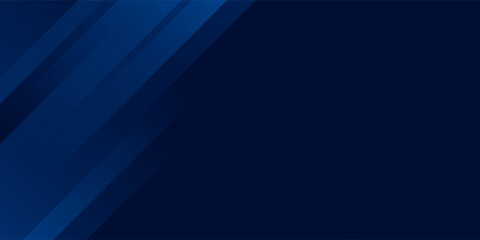 Abstract dark blue gradient horizontal banner background with overlay geometric triangle shapes and glowing line.