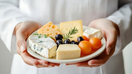 Diverse cheese platter with berries and melon for gourmet snack ideas