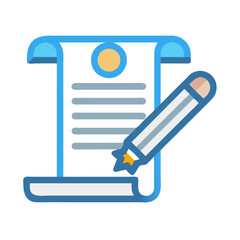 Certificate Scroll with Pencil Icon Design