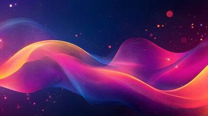 Obraz premium Abstract flowing lines of vibrant colors creating a dynamic digital wave pattern.