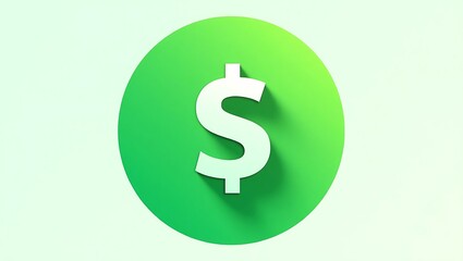 Obraz premium Green circle background with a white dollar sign minimalist design clean aesthetic vibrant color