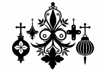 Christian ornament silhouette black vector