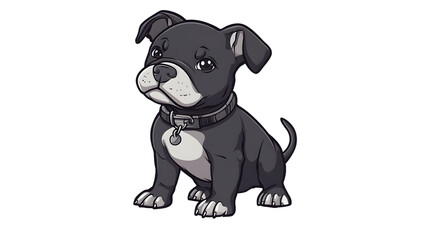 Fototapeta premium Adorable black and white cartoon dog with a playful demeanor, exuding charm and character.