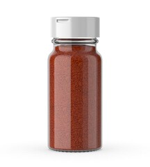 Kitchen supplies glass seasoning bottle with flip cap pepper sprinkler  template 3d illustration.