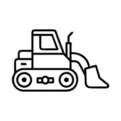 Bulldozer tractor construction vehicle icon vector illustration line drawing