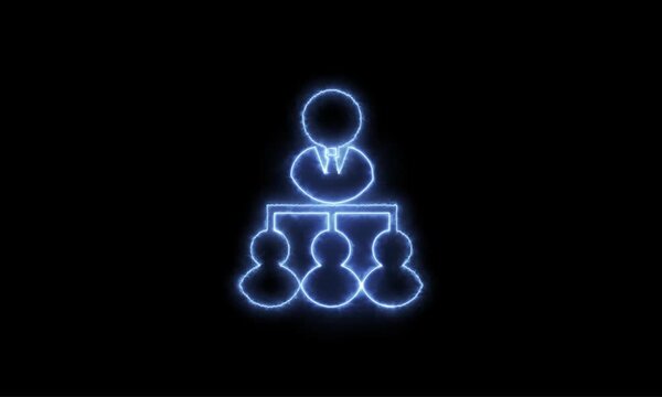 Glowing Neon People Icon Animation on Black Background 4K Video Concept