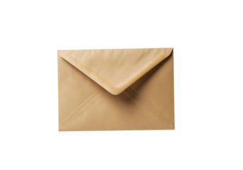A floating kraft paper envelope, horizontally aligned, on a solid white background