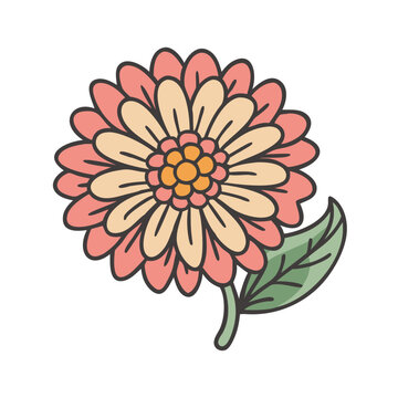 pink flower with green leaf clip art preview