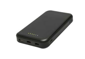 A floating power bank with LED lights, horizontally aligned, on a solid white background (2)