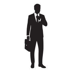 Silhouette of Businessman in Suit with Briefcase, Professional Illustration
