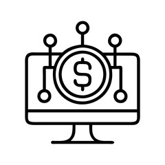 Online finance dollar money transfer on computer monitor icon vector graphic design