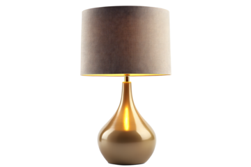 Modern Brass Table Lamp with Beige Shade