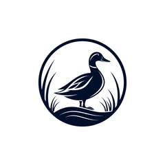 duck silhouette logo vector line art logo design