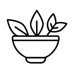 Plant bowl vector icon illustration of leaves in bowl for nature and gardening