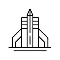 Obraz premium Explore space: outline drawing of rocket ship for space exploration and travel