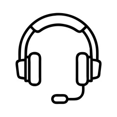 Headset with microphone vector icon for call center support and gaming design