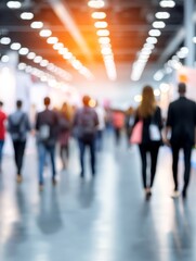 Expo Hall Ambiance: A Blurred Perspective - A bustling expo hall, captured in a soft focus, symbolizes networking, innovation, collaboration, discovery