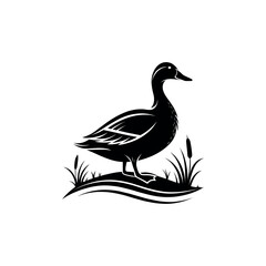 duck silhouette logo vector line art logo design