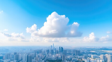 Obraz premium Cityscape with a large cumulus cloud