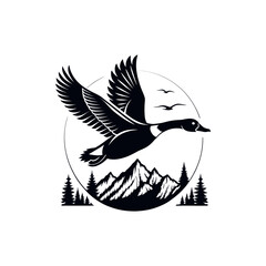 duck silhouette logo vector line art logo design