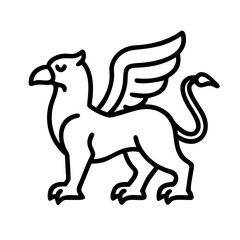 Griffin mythical creature vector art, heraldic animal illustration, line drawing
