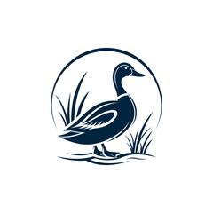 duck silhouette logo vector line art logo design