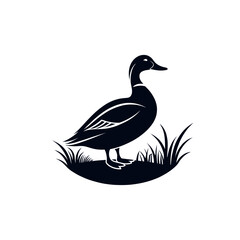 duck silhouette logo vector line art logo design