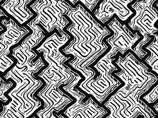 Fototapeta premium Abstract Black and White Wavy Line Pattern High-Contrast Monochrome Geometric Design 