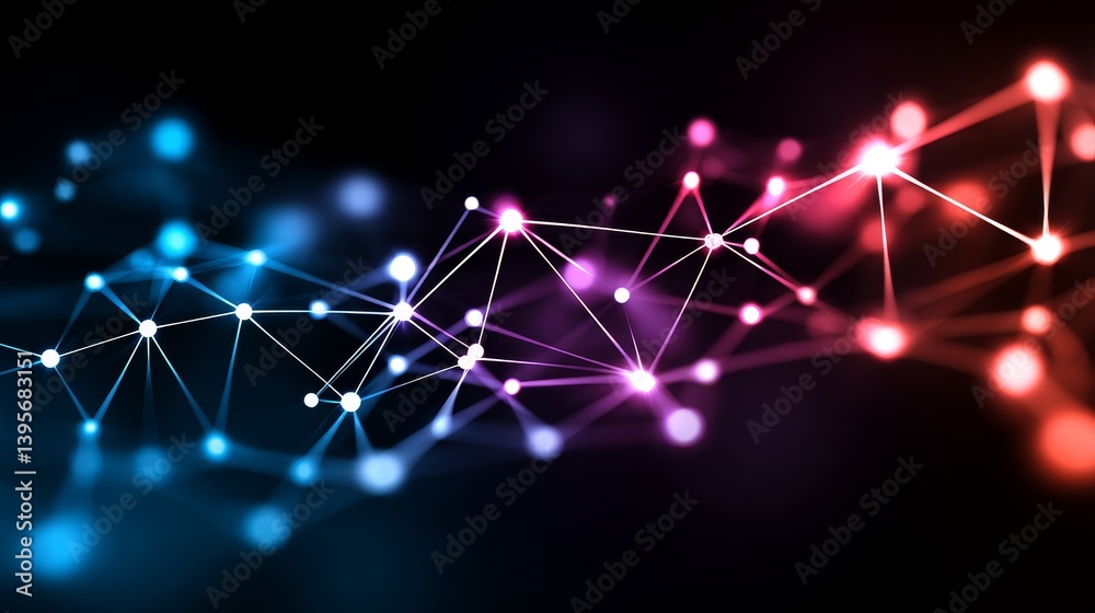 Poster global network connection - abstract depicting a network of interconnected nodes, representing globa