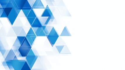 Abstract geometric pattern of overlapping blue and white triangles.