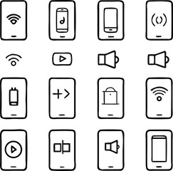Smartphone Technology Icons Vector Art | Mobile Devices, Apps & Connectivity Line Icon Pack