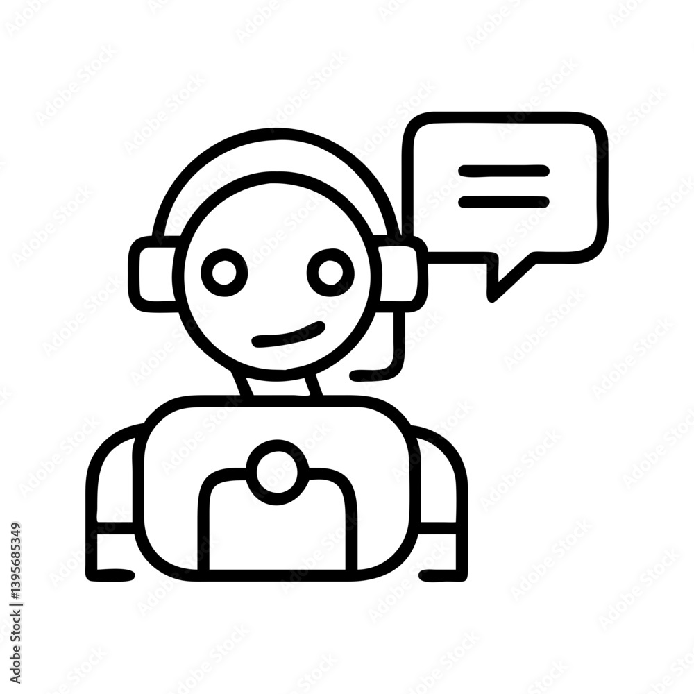 Poster robot customer service chatbot icon for ai support and automation technology help