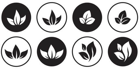 Green leaf icons set. Leaves icon on transparent background. Collection green leaf. Elements design for natural, eco, vegan, bio labels.