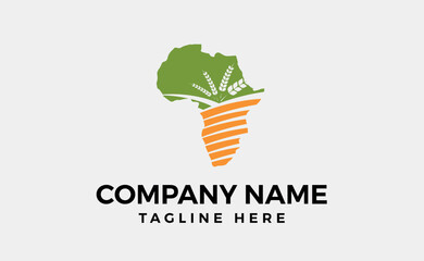 Farm industry of africa elegant logo. Agriculture with leaf and green concept.