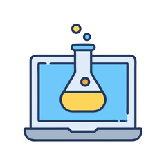 Chemistry Flask on Laptop Screen Icon Design
