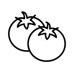 Outline drawing of two fresh tomatoes for healthy eating and food illustration